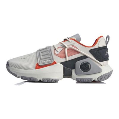 Li Ning Wowtr Shock Absorption Non-Slip Wear-Resistant Low-Top Basketball Shoes Men Sneakers White Gray ABBQ003-4