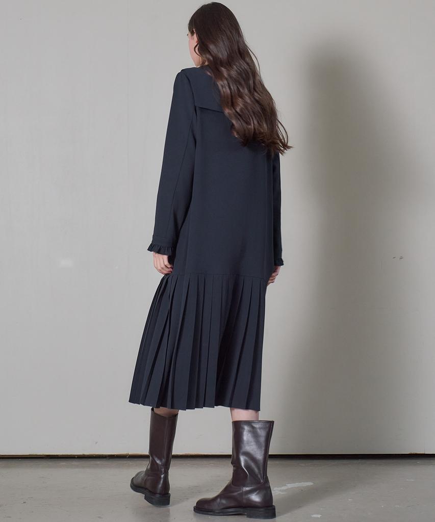 Mite Sailor Pocket Pleats Dress_Navy