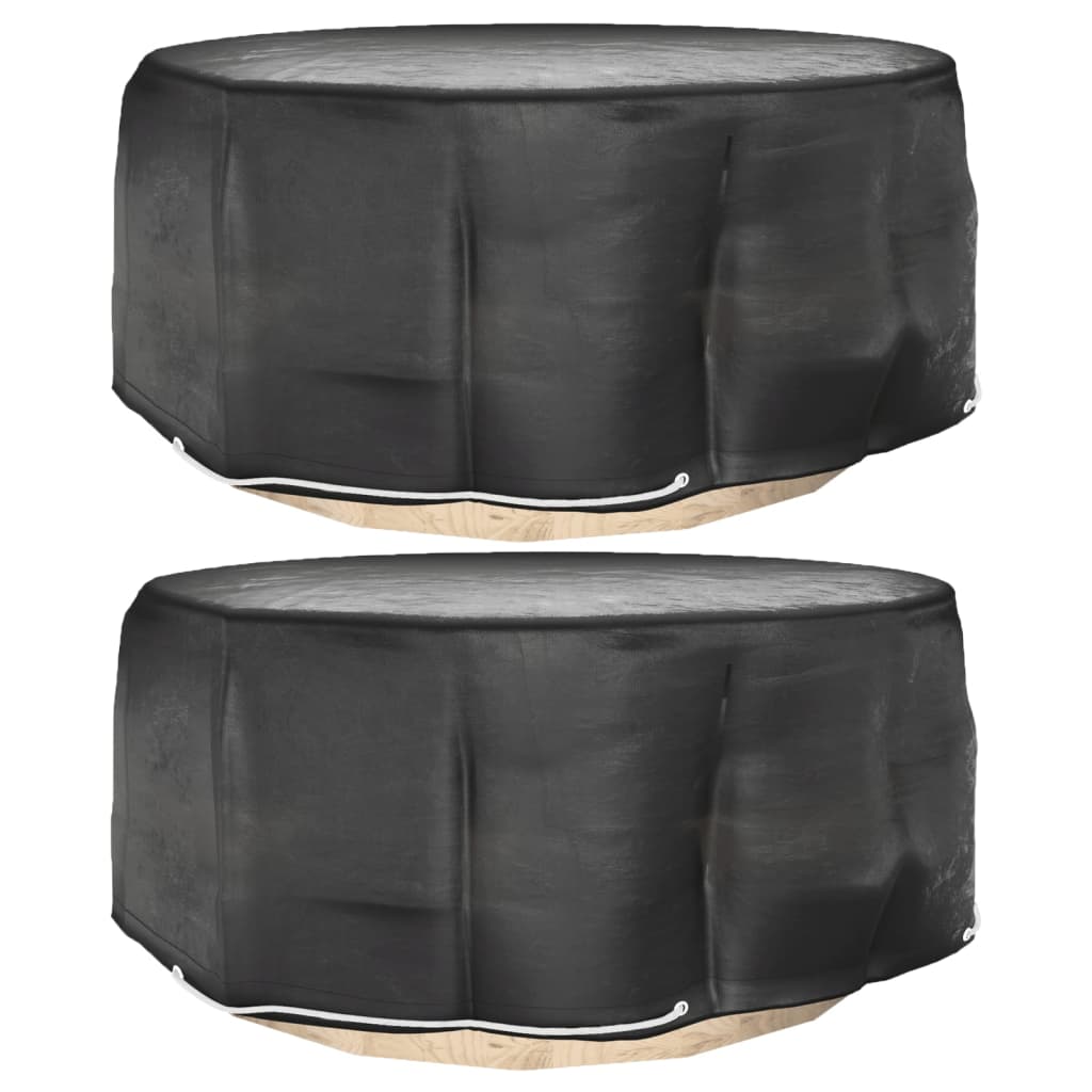 vidaXL Gartenmöbel-Abdeckungen 2 Stk. 10 Ösen Ø260x90 cm Rund schwarz