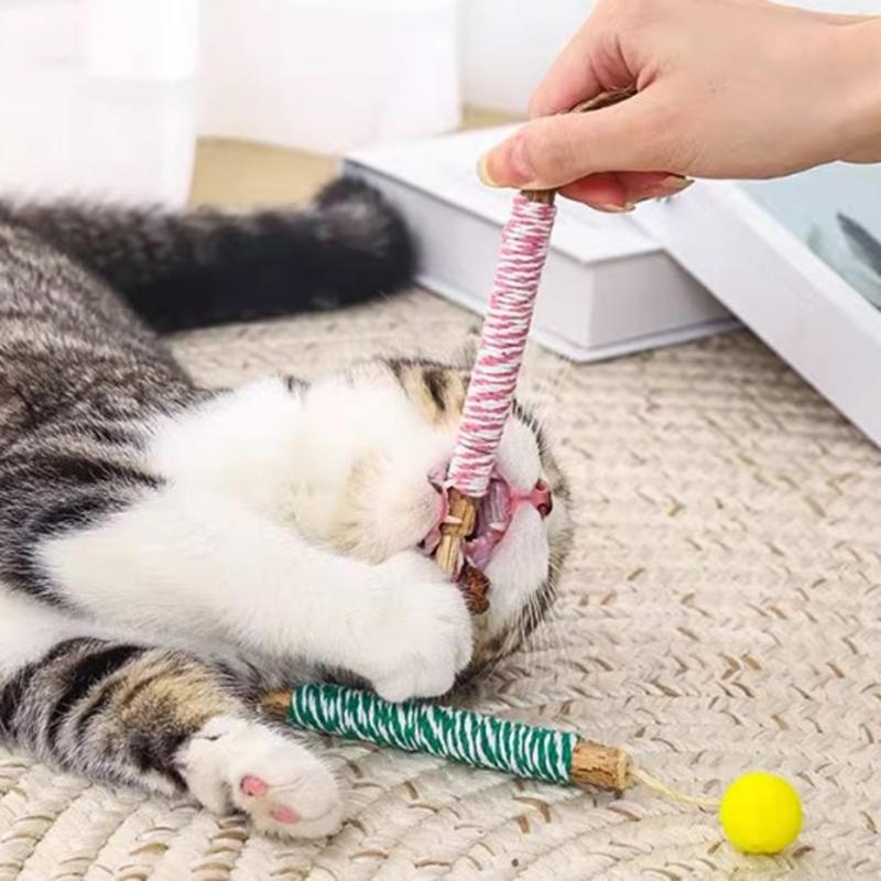 Pet Cats Chew Sticks Natural Grass Pet Snacks Hairball Control Cat Teasing Stick