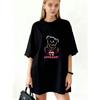 Oversized T Shirt Black Bear Graphic And Dare To Be Different Text Casual Wear For Women