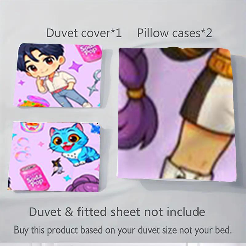 3Pcs Chibi Characters Toys Bedding Sets For All Sizes New 3D Printed Bed Cover Comforter Duvet Cover Pillowcase Bedroom Decoration