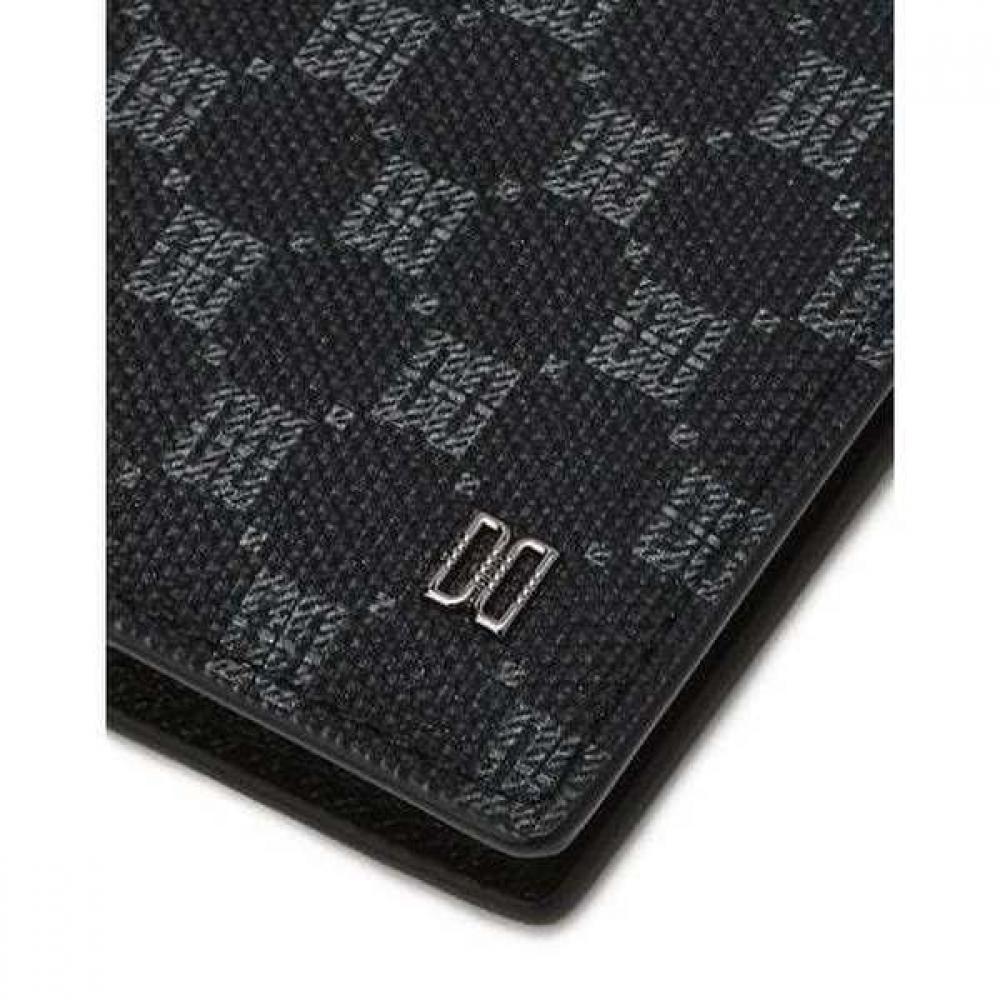 Daks Black Leather Logo Dd Pattern Slim Wallet Dbwa5f126bk