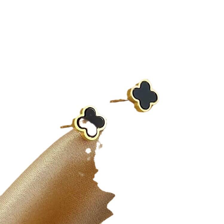 Titanium Steel Four-Leaf Clover Non-Drop Stud Earrings for Women - Simple, Versatile, and Sleep-Friendly Design