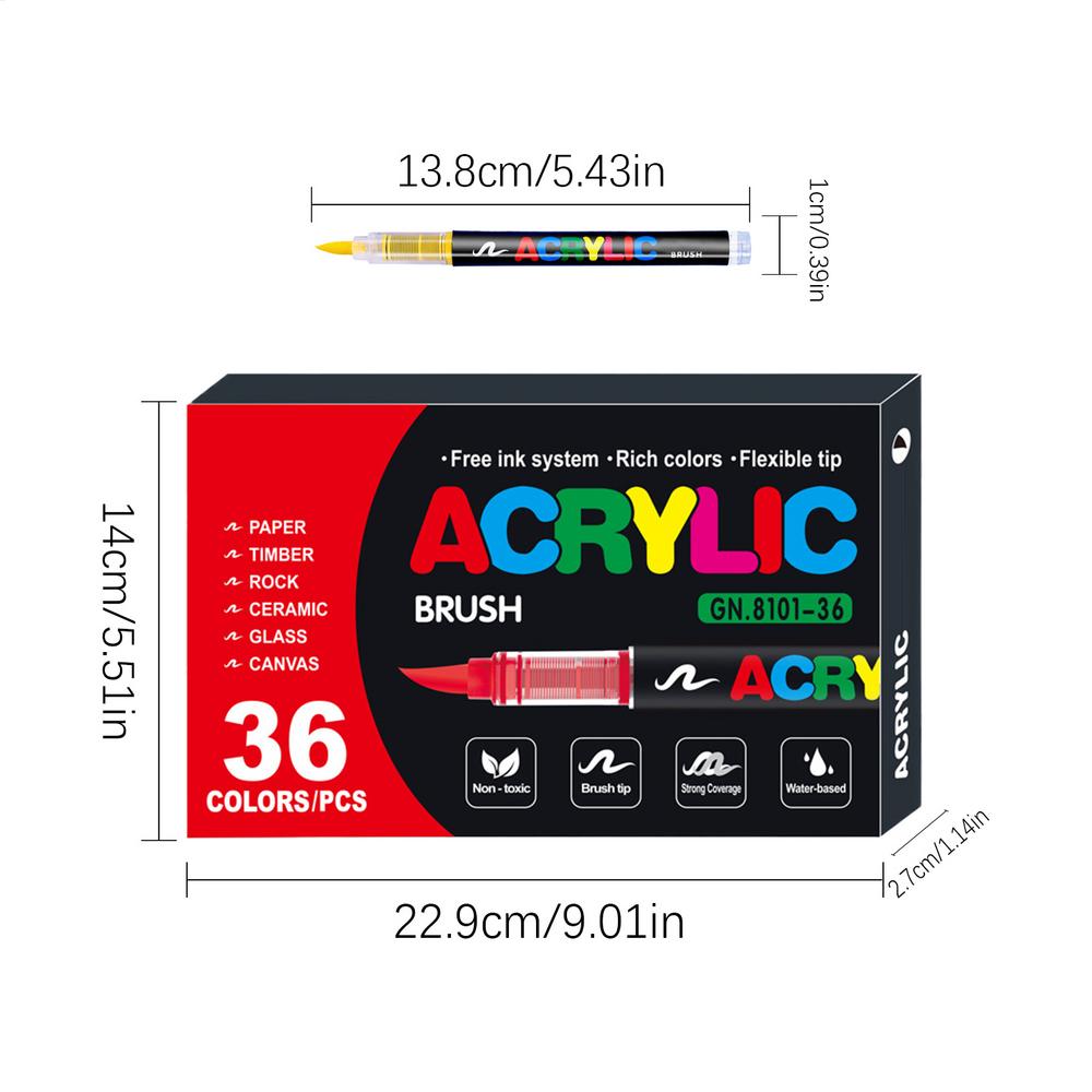 36/60/72 Farben Acrylfarbenstift Marker Pinselspitze Farbmarker Für Felsenmalerei Holz Leinwand Stein, Weihnachtsgeschenk DIY Basteln