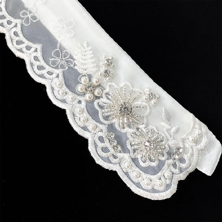 Eleganter Wiederverwendbarer Falscher Kragen Verziert mit Künstlichen Perlen Design Freundliches Polyester Business Meeting Kragen-Enhancer