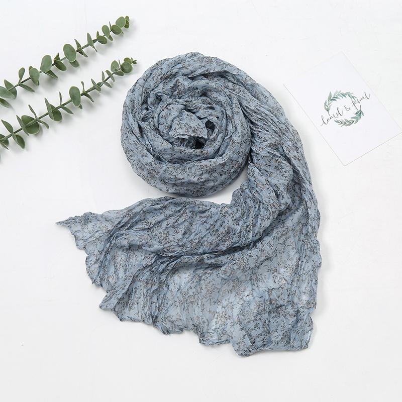 Wrinkle Floral Printed Hijab Scarf For Woman Muslim Hijabs Shawls Lafy Elegant Wrap Soft Muffler Islam Turban Female Scarves