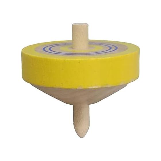 Castle Enterprise Traditional Wooden Toy Color Throwing Top (with String) Yellow