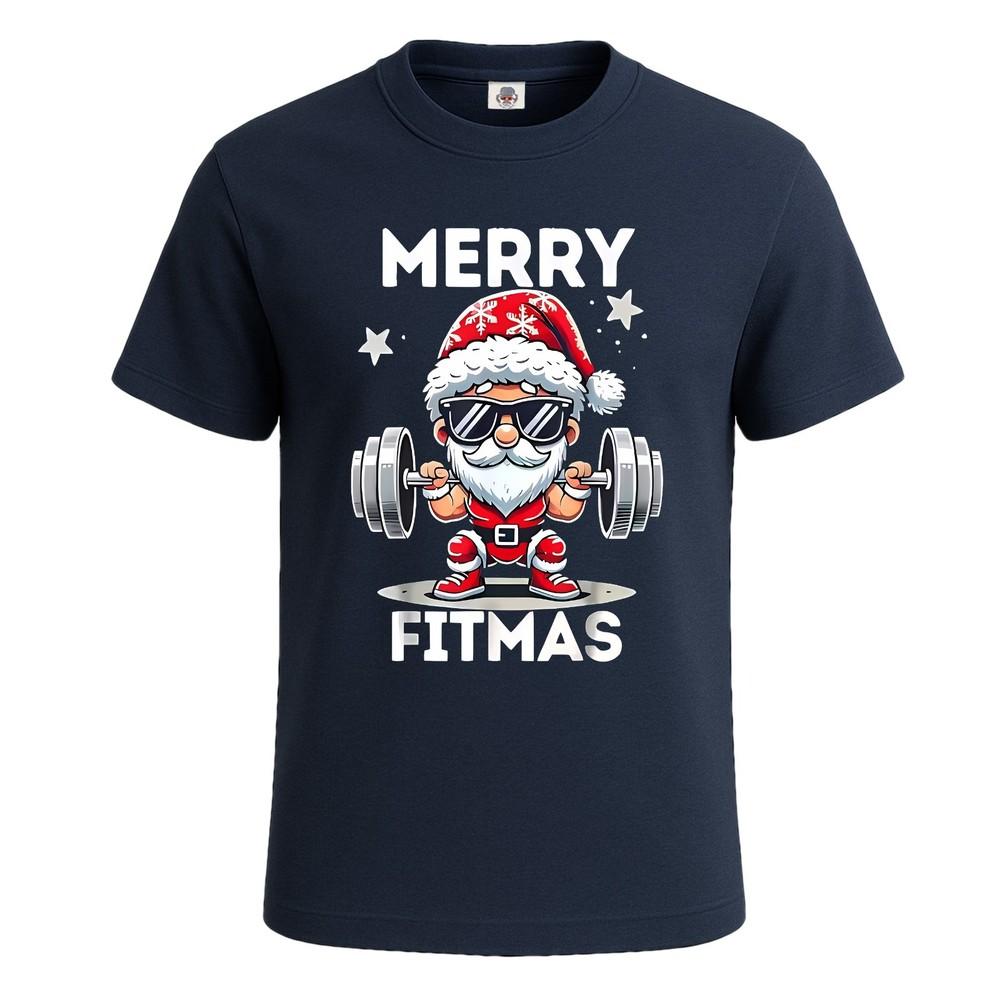Merry fitmas christmas santa xmas fitness ugly mens t shirt gift party tee top 2XL