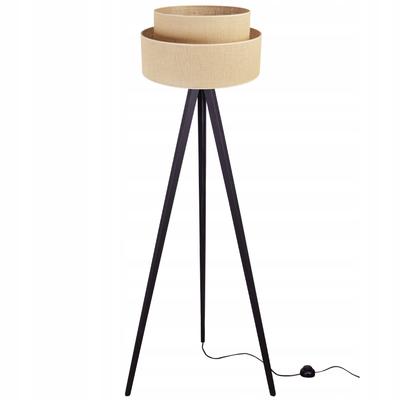 BODENLAMPE DREIFUSS HOLZLAMPSCHIRM 45CM KUCHEN