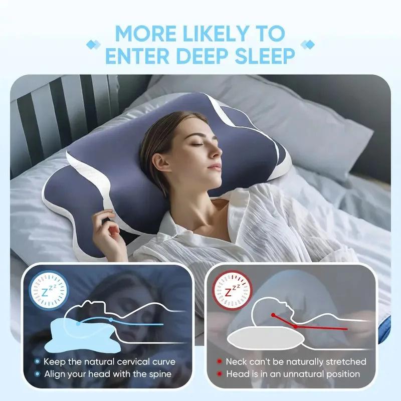 Cervical Pillow for Neck Support Ergonomic Butterfly Memory Foam Pillows for Sleeping Side Back Stomach Orthopedic Bed Pillow