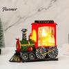 Snowy Christmas Night Ornament Train Snow with Light, Battery Powered Winter Desktop Decor Decoration, Swirling Glitter Decor, Lighted Tabletop