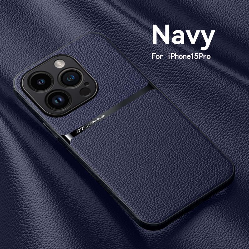 For iPhone 15 14 13 12 11 Pro Max Case Magnetic Car Holder Phone Case For iPhone 14 15 Plus X XR XS Max Soft Leather Back Cover