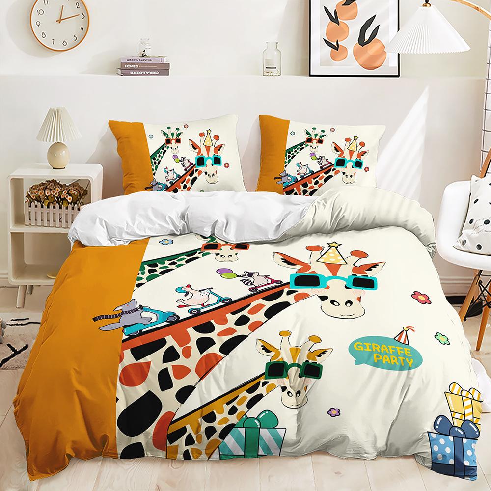 Three-Piece Giraffe Cattle Animal Quilt Set Two-Piece Bedding Set