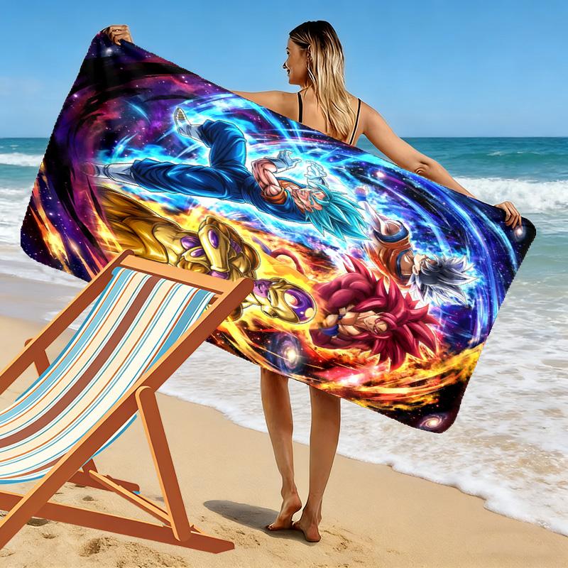 Son-Goku Print Beach Towel, Large Soft Quick Dry Towel for Beach Camping Swimming
