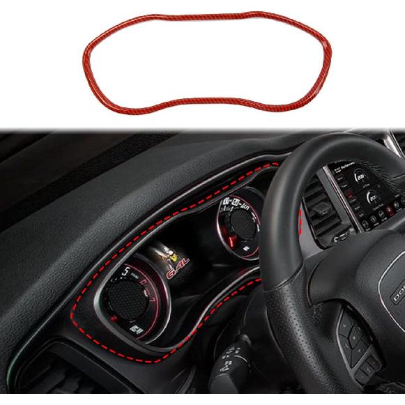 Korlot Red Carbon Fiber Dash Panel Trim Dashboard Cover Frame for Dodge Challenger 2015-2023