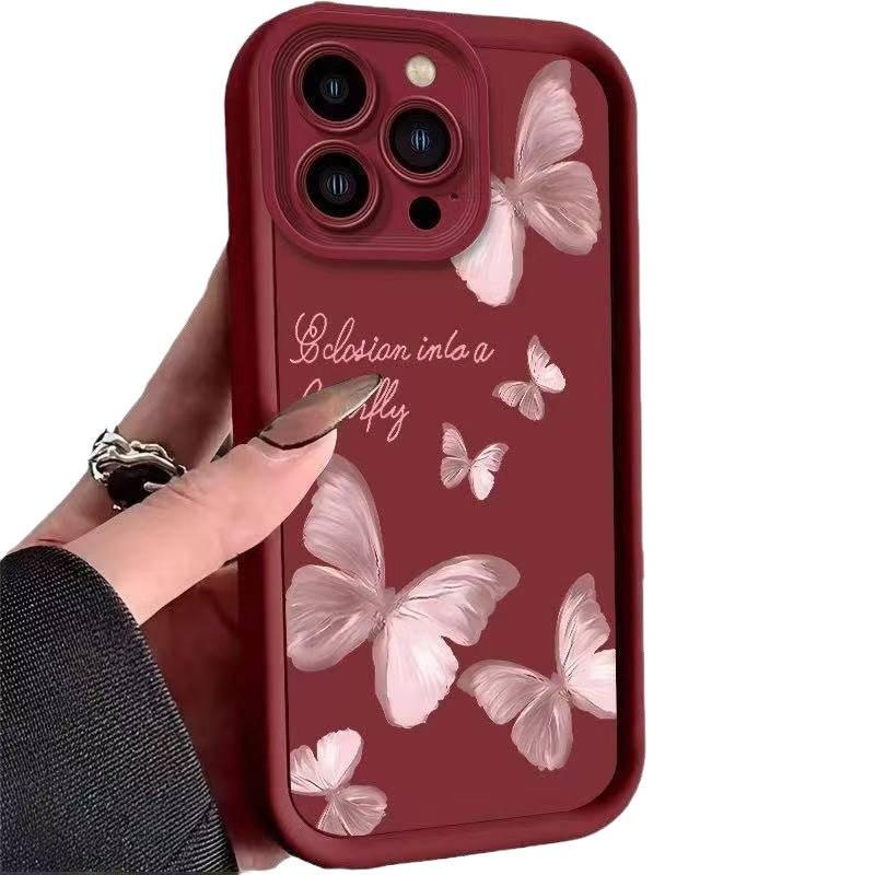 Creative pink butterfly for Apple 17 mobile phone case iphone16promax15pro/14/13/