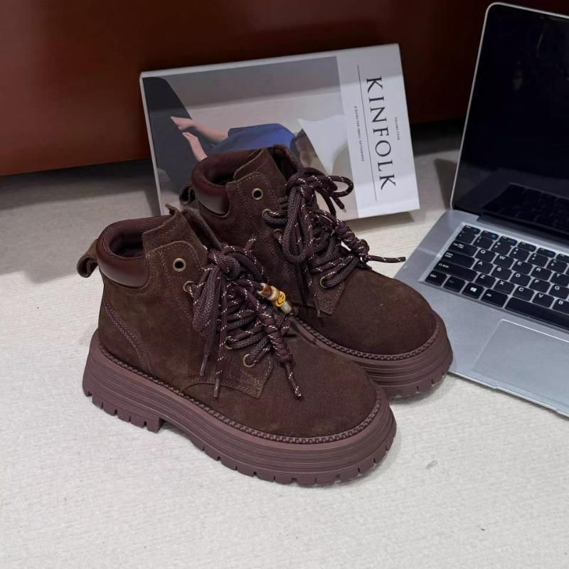 Leather Martin boots women's early autumn new thick-soled versatile western denim casual versatile
