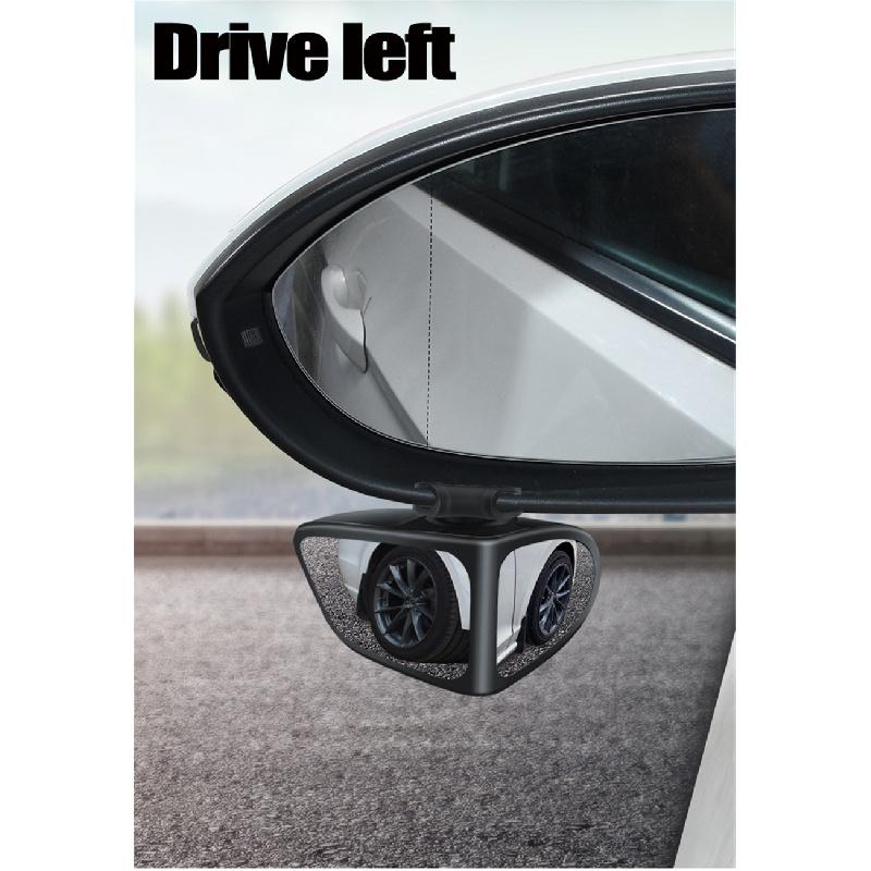 New 2 In 1 Car Convex Mirror&Blind Spot Mirror Adjustable Rear View Mirror Wheel L+R