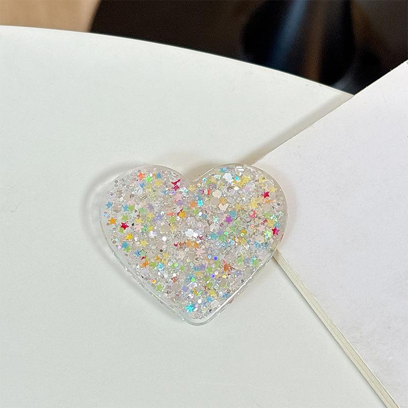 Mobile Phone Airbag Bracket Paste Creative Rhinestone Magnetic Suction Portable Epoxy Glitter Sequined Heart Ring