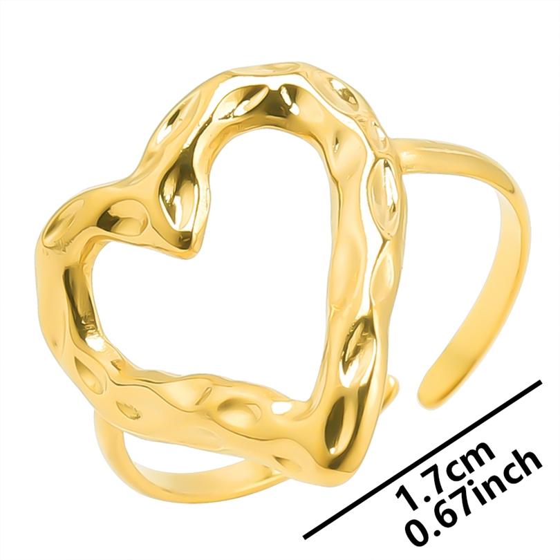 1/5Ppcs/Lot Real Gold Plated Stainless Steel Rings For Women Men Accessories Open Adjsutable Chunky Butterfly Heart Ring Anillos