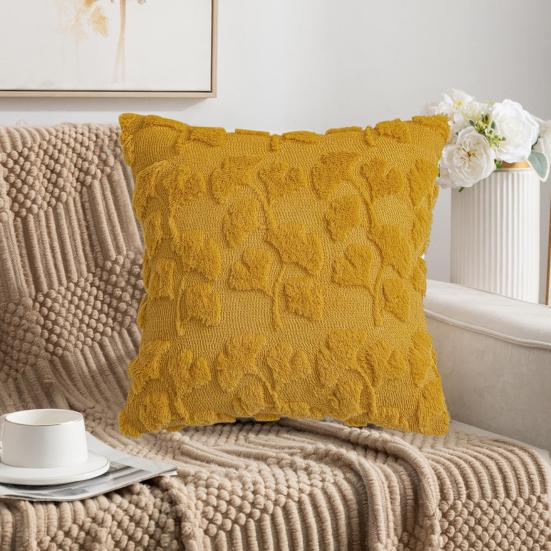 Față de pernă de toamnă de pluș din blană artificială cu artă 3D cu frunză de arțar, stil fermă boem, husă de pernă cu fermoar invizibil