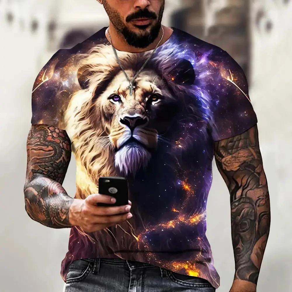 Animal Lion Men's 3D Short sleeved T-shirt