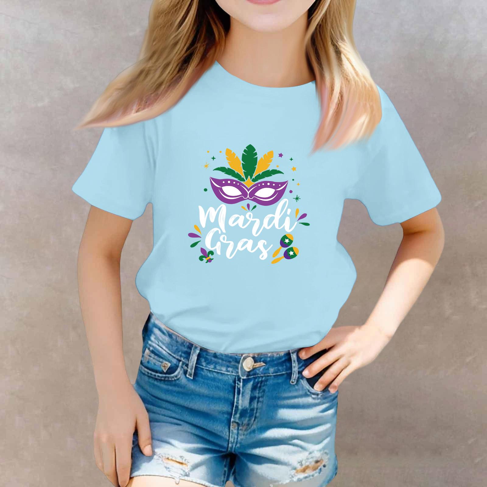 

Карнавальный день Девочка Мальчик Футболки Детский Топ Мальчики и Девочки С принтом Футболка с коротким рукавом 120