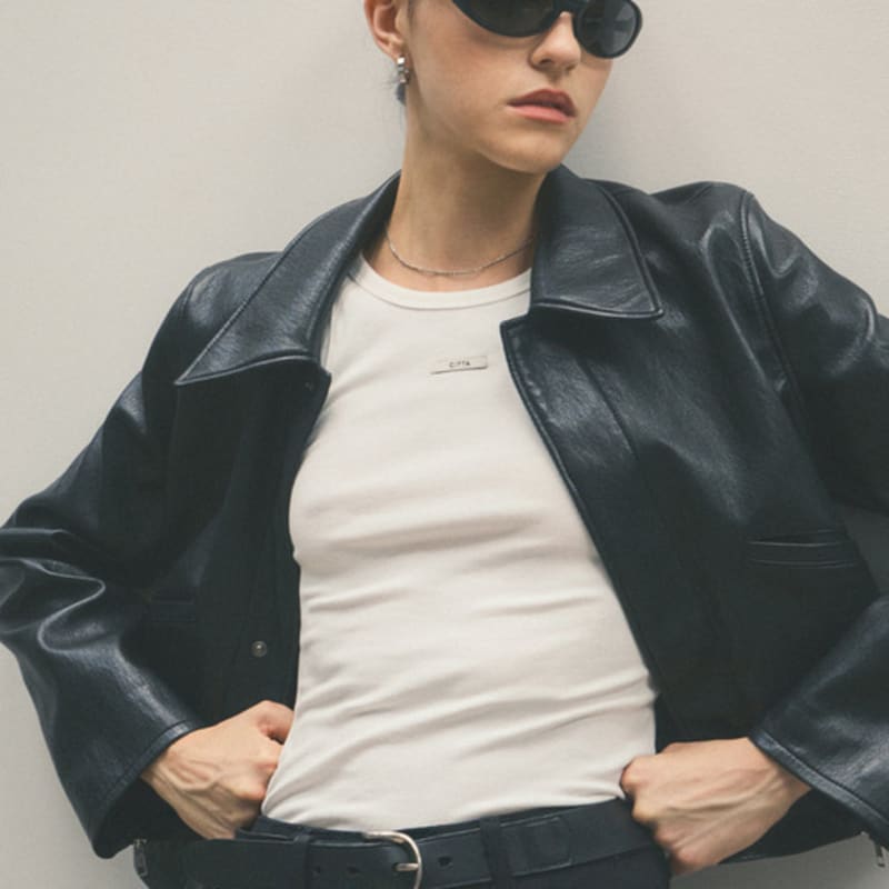 

CITTA Signature Минималистичный Западный Кожаный Ремень с Заклепками_CTA919(черный) Black