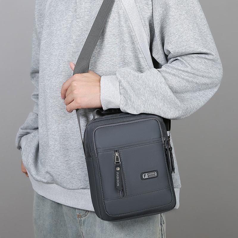 Men's Multifunctional Shoulder Bag Water-Resistant Briefcase Durable Oxford Cloth Business Tote with Multiple Compartments