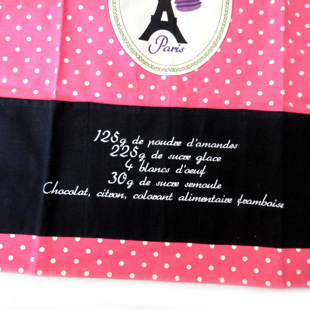 Les Trésors De Lily [M1330] - Designer Apron 'Macarons De Paris' Black Pink - 76x68 Cm
