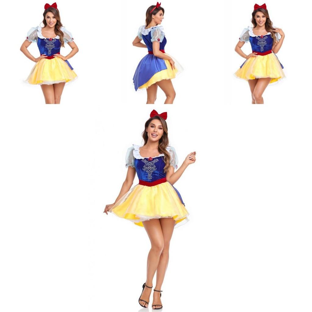 Stylish Adult Snow White Costume Dress Featuring Cotton Fabric Ideal For Themed Parties