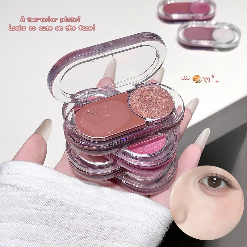 GEGE BEAR Glow-Blush Duo Stick 3.8g Cream-To-Pearl Dewy Flush & Highlighter 2-In-1 Portable Bear Case