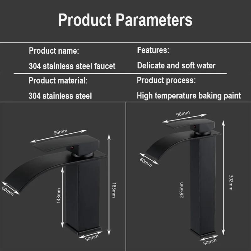 Waterfall Bathroom Basin Faucet Stainless Steel Hot and Cold Mixer Faucets Sink Faucets Bathroom Kitchen Deck Mounted