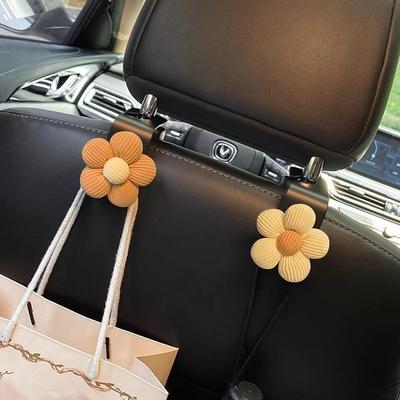 Multifunctional Car Hook: Khaki Floral Chair Back Storage Essential for Women