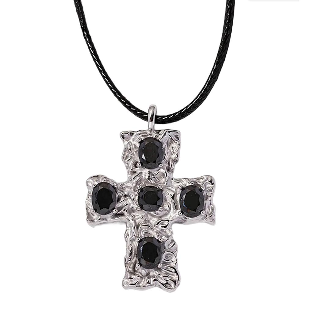 Diamond Studded Neckchain Fashionable Crucifix Pendant Necklaces Adjustable Collarbone Chain Cross Jewelry Ornament