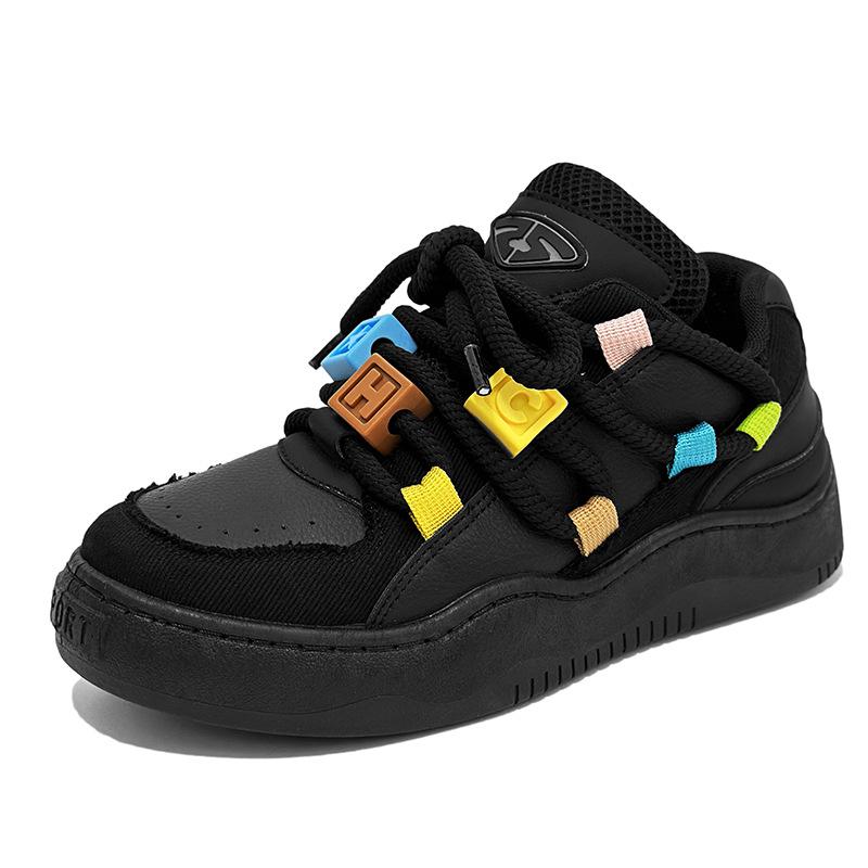 

Korean version trendy fashion casual magic block men s shoes students low-top lace-up platform shoes teenagers outdoor niche shoes 44