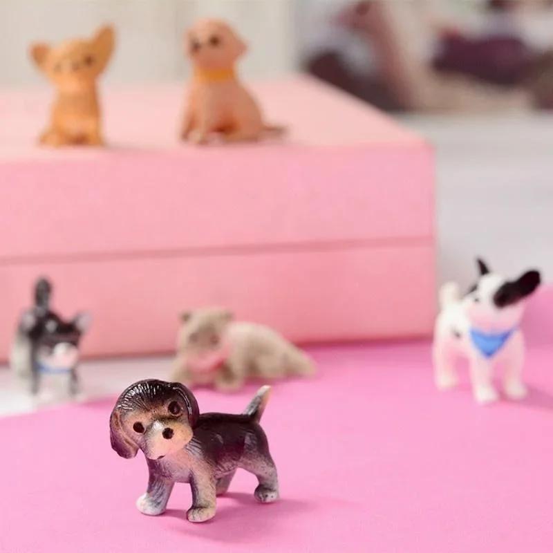 Simulation Mini Jagdhund Mops Hund Miniatur Figur Tiermodell Figur Lernspielzeug für Kinder Heimdekor Schreibtischdekoration