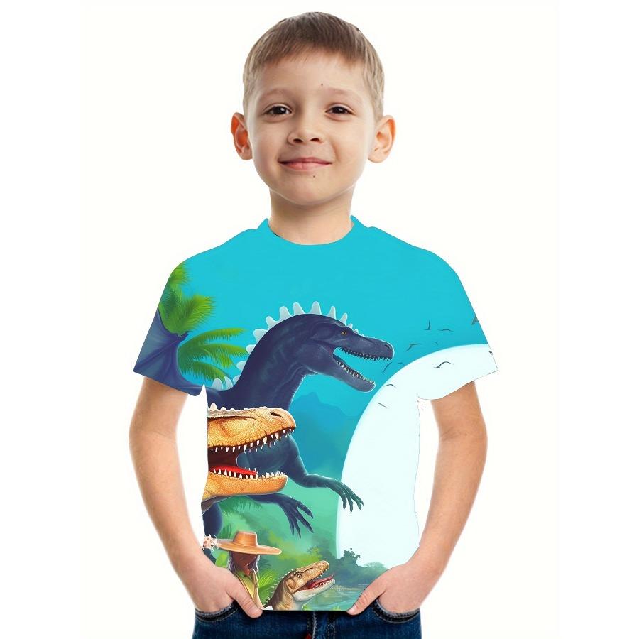Children's Clothing T-Shirts for Boys Short Sleeve Child T Shirt 3D Dinosaur Print Casual Kids Summer Clothes Boy Clothes Tops