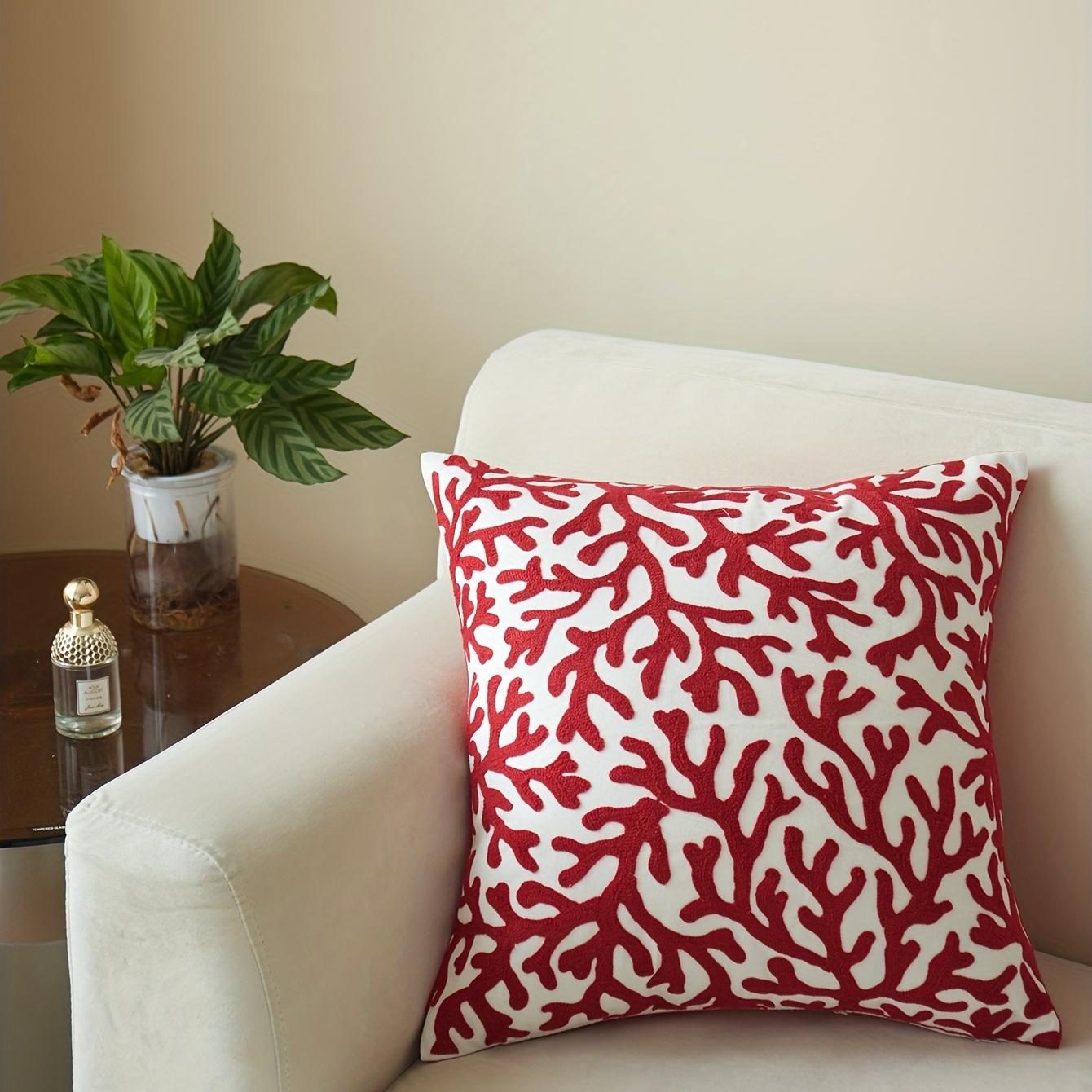 VIKAMA Droit Maritime Corail Coquillage Étoile de Mer Impression Housse de Coussin Salon Canapé Housse de Coussin Chambre à Coucher Lit Housse de Coussin 50x50cm
