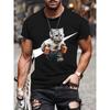 Summer Fashion Fun Cartoon Cat Pattern T-shirt