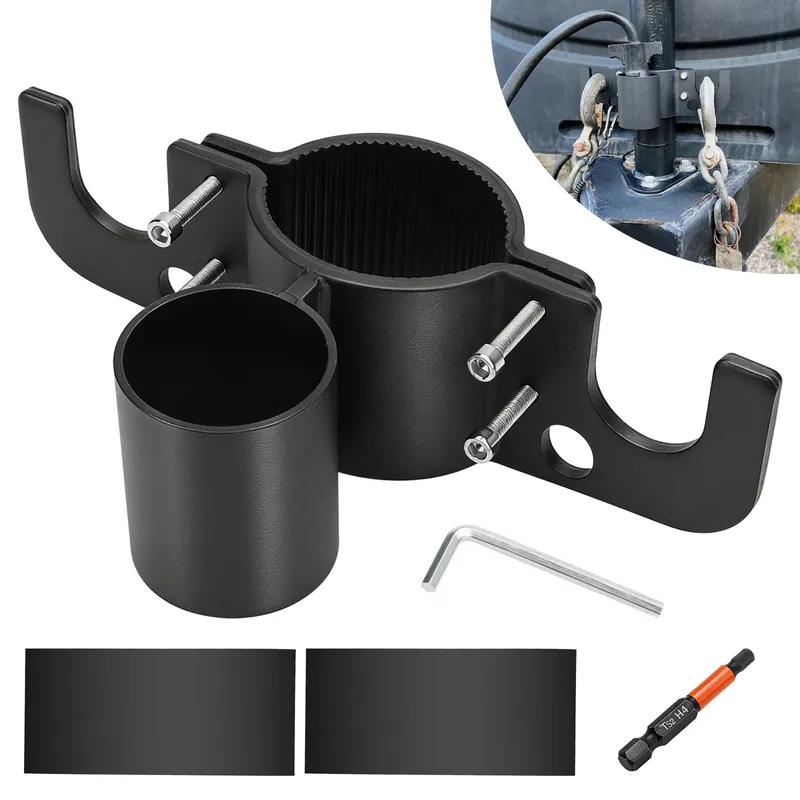 Aluminum Trailer Towing Chain Organizer 7 Way Plug Holder Heavy Duty RV Camper Boat Tongue Trailer Jack Chain Holder Accessories