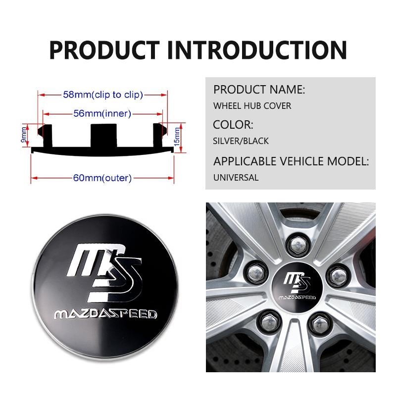 For Mazda 4pcs 60mm Car Wheel Center Cover Hub Cap Auto Decoration Accessories 3 Alexa CX4 CX5 CX8 2 3 6 DJ BL BM GJ CX-5 CX5 DD5