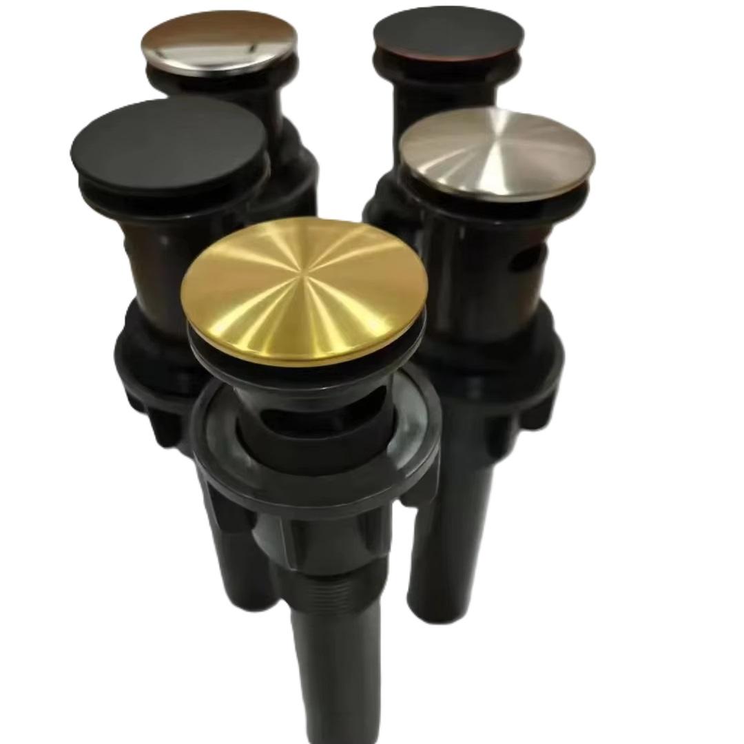 Modern Design Pop-up Brass Sink Waste Drain Bathroom Basin Drain Bath Sink Drainer (Black,Brass)