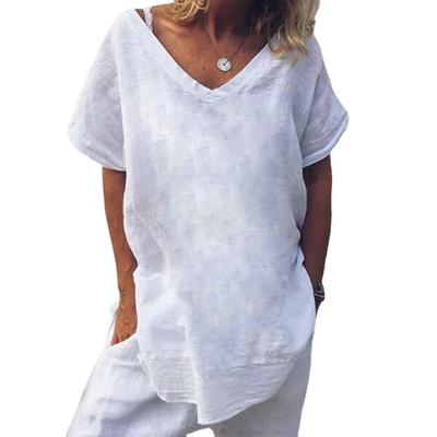 Spring and Summer New Bat Short-sleeved V-neck Solid Color T-shirt Casual Women's Wear