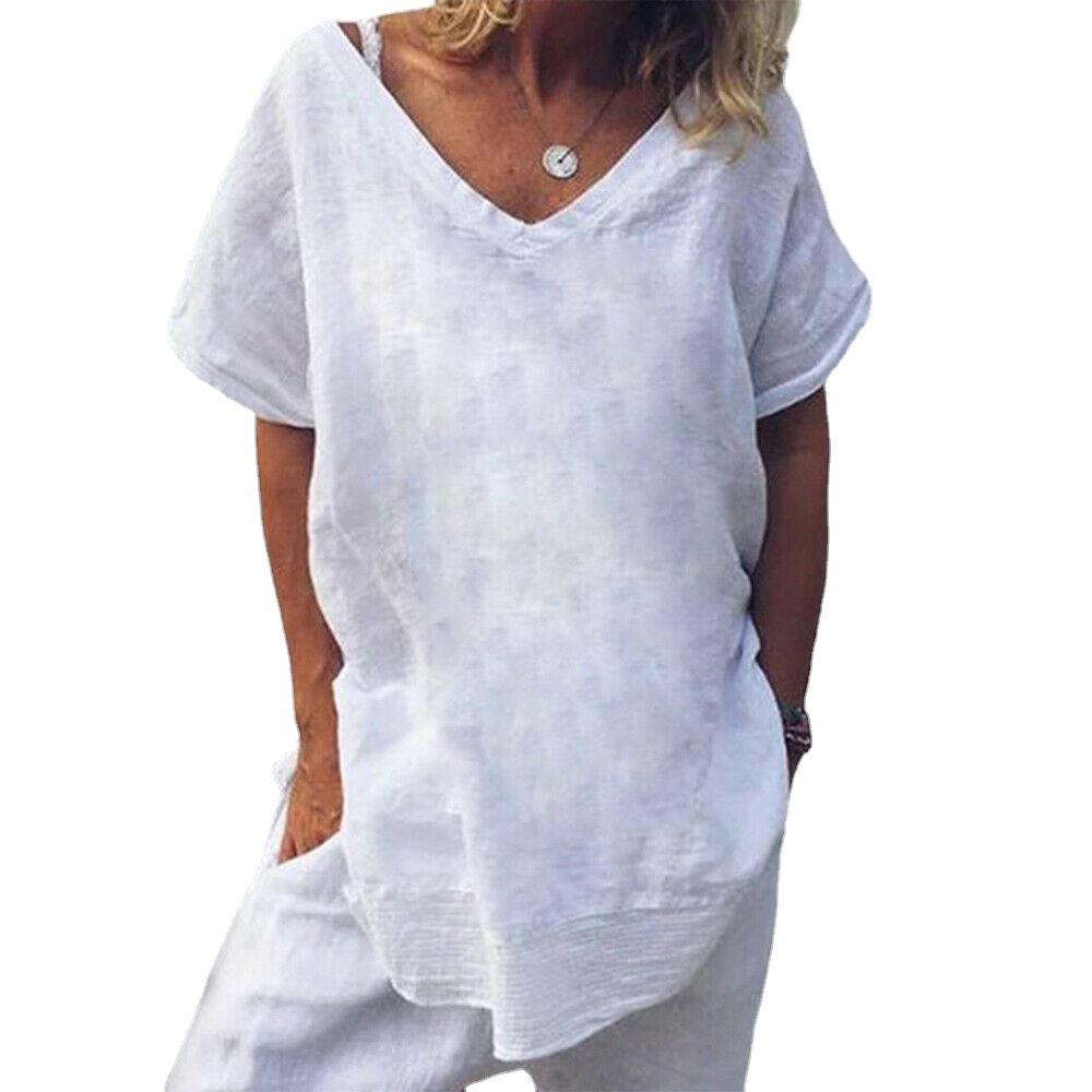 

Spring and Summer New Bat Short-sleeved V-neck Solid Color T-shirt Casual Women s Wear S чорний