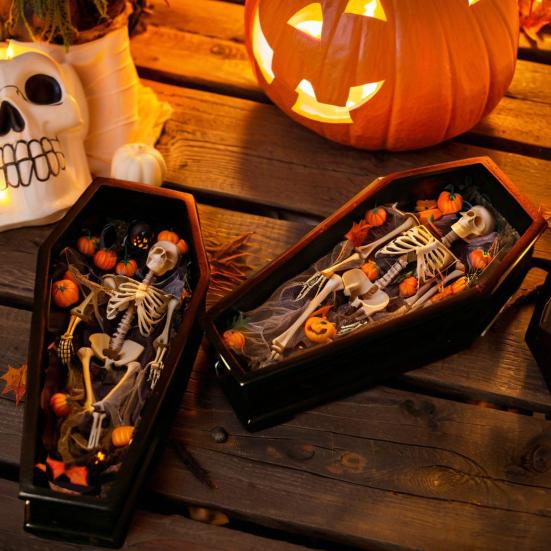 Halloween Casket Planter Gothic Plant Pot Resin Casket Flower Pot for Succulents Home Indoor Shelf Windowsill Decoration