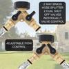 Brass Y-Shaped Double Outlet Garden Hose Adapter with Independent Switch Fittings, Household Water Tap Connection Accessories