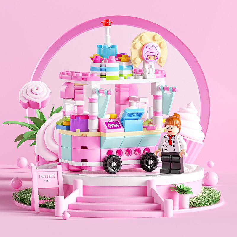 

LELE грузовик с мороженым Street View серия строительные блоки Snack Street развивающие игрушки для детей детский подарок Dessert Shop-157Pcs