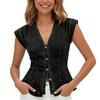 Top Canotta Casual da Donna alla Moda Senza Maniche Vestibilità Aderente Design Pieghettato Con Fibbia